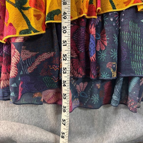 Farm Rio Small Boho Floral Long‎ Sleeve Maxi Dress Ruffles River Creatures FLAW - Picture 12 of 16